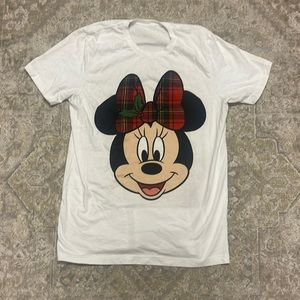 Minnie Mouse Plaid‎ Holiday Bow T-Shirt Size Large